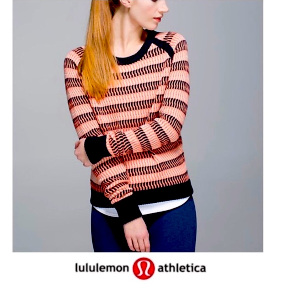Lululemon sz 6/8 Devi Knit Sweater Orange Blue